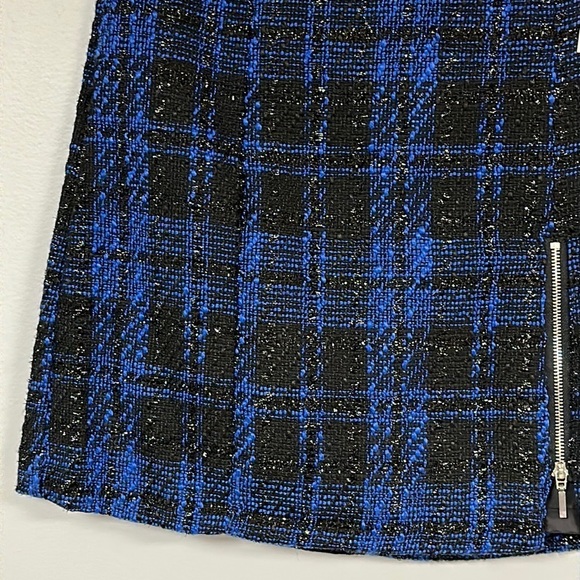 CUTE NWT So juniors blue / black tweed mini skirt size 5, with accent zipper - Picture 6 of 8